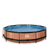 EXIT Piscine couverte Wood ø360x76cm avec pompe filtrante - marron