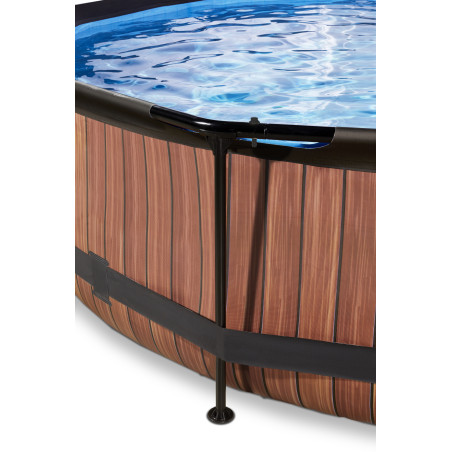 EXIT Piscine couverte Wood ø360x76cm avec pompe filtrante - marron