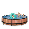 EXIT Piscine couverte Wood ø360x76cm avec pompe filtrante - marron