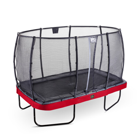 EXIT Trampoline Elegant Premium de 214x366cm avec filet de sécurité Deluxe - rouge