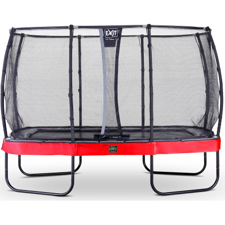 EXIT Trampoline Elegant Premium de 244x427cm avec filet de sécurité Deluxe - rouge