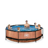 EXIT Piscine couverte Wood ø300x76cm avec pompe filtrante - marron