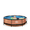 EXIT Piscine couverte Wood ø300x76cm avec pompe filtrante - marron
