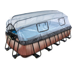 EXIT Piscine couverte Wood 540x250cm avec pompe de filtration à sable - marron