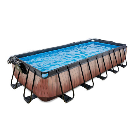EXIT Piscine couverte Wood 540x250cm avec pompe de filtration à sable - marron