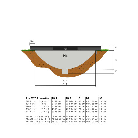 EXIT Trampoline Silhouette inground ø183cm avec filet de sécurité - noir