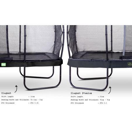 EXIT Trampoline Elegant Premium de 244x427cm avec filet de sécurité Deluxe - noir