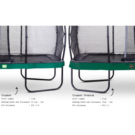 EXIT Trampoline Elegant de 214x366cm avec filet de sécurité Economy - vert