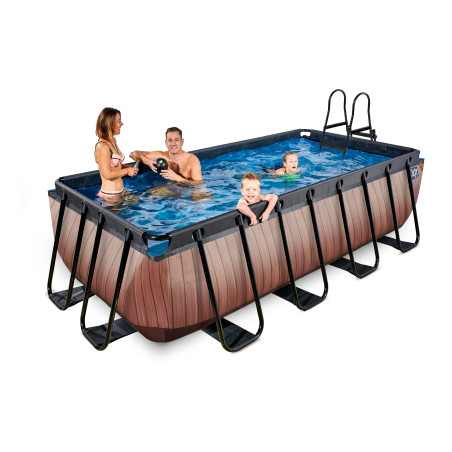 EXIT Piscine Wood 400x200cm avec pompe de filtration à sable - marron