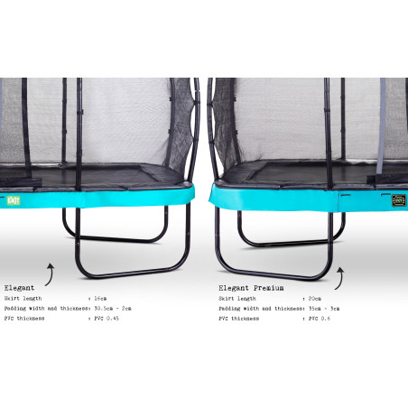 EXIT Trampoline Elegant de 214x366cm avec filet de sécurité Economy - bleu