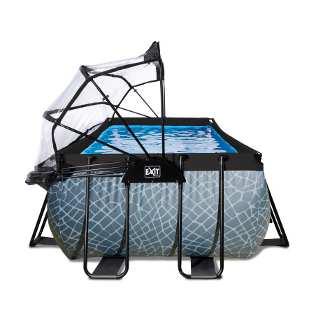 EXIT Piscine couverte Stone 540x250cm avec pompe de filtration à sable - grise