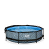 EXIT Piscine Stone ø300x76cm avec voile d'ombrage et pompe filtrante - grise