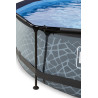 EXIT Piscine Stone ø300x76cm avec voile d'ombrage et pompe filtrante - grise