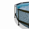 EXIT Piscine couverte Stone ø244x76cm avec voile d'ombrage et pompe filtrante - grise