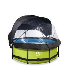 EXIT Piscine couverte Lime ø244x76cm avec voile d'ombrage et pompe filtrante - vert