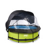 EXIT Piscine couverte Lime ø244x76cm avec voile d'ombrage et pompe filtrante - vert