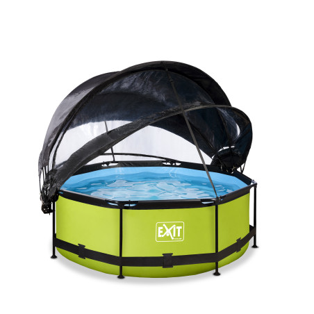 EXIT Piscine couverte Lime ø244x76cm avec voile d'ombrage et pompe filtrante - vert