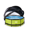 EXIT Piscine couverte Lime ø244x76cm avec voile d'ombrage et pompe filtrante - vert