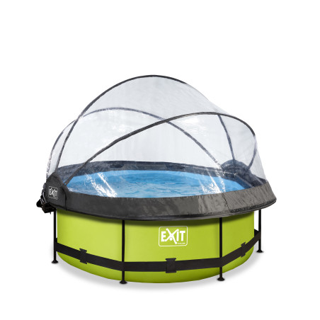 EXIT Piscine couverte Lime ø244x76cm avec voile d'ombrage et pompe filtrante - vert