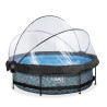 EXIT Piscine couverte Stone ø300x76cm avec voile d'ombrage et pompe filtrante - grise