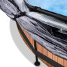 EXIT Piscine couverte Wood ø300x76cm avec voile d'ombrage et pompe filtrante - marron