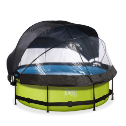 EXIT Piscine couverte Lime ø300x76cm avec voile d'ombrage et pompe filtrante - vert