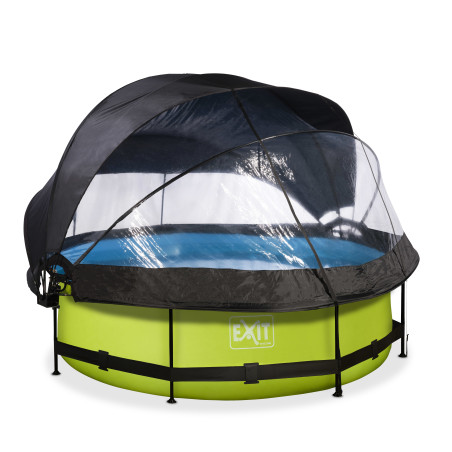 EXIT Piscine couverte Lime ø300x76cm avec voile d'ombrage et pompe filtrante - vert