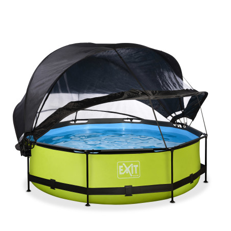 EXIT Piscine couverte Lime ø300x76cm avec voile d'ombrage et pompe filtrante - vert