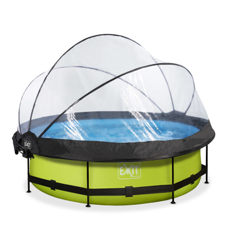 EXIT Piscine couverte Lime ø300x76cm avec voile d'ombrage et pompe filtrante - vert