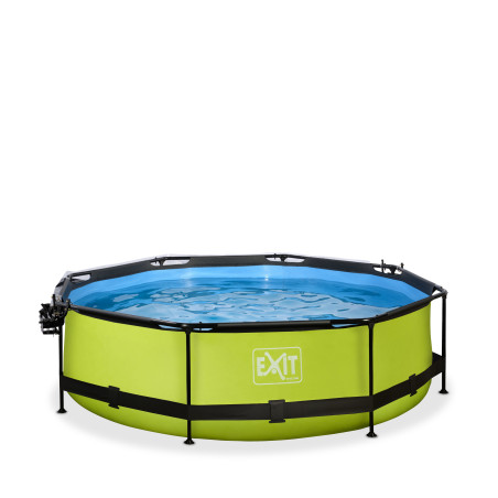 EXIT Piscine couverte Lime ø300x76cm avec voile d'ombrage et pompe filtrante - vert