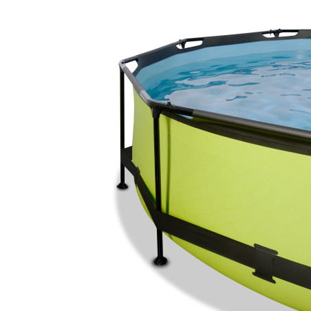 EXIT Piscine couverte Lime ø300x76cm avec voile d'ombrage et pompe filtrante - vert