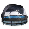 EXIT Piscine couverte Stone ø360x76cm avec voile d'ombrage et pompe filtrante - grise