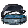 EXIT Piscine couverte Stone ø360x76cm avec voile d'ombrage et pompe filtrante - grise