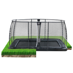 EXIT Dynamic trampoline enterré au niveau du sol 244x427cm avec filet de sécurité - noir