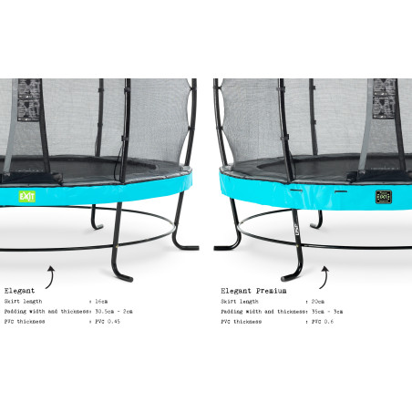 EXIT Trampoline Elegant Premium ø366cm avec filet de sécurité Deluxe - bleu