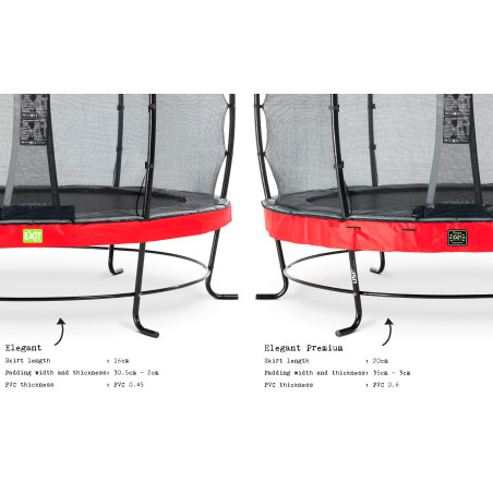 EXIT Trampoline Elegant Premium ø366cm avec filet de sécurité Deluxe - rouge