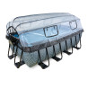 EXIT Piscine couverte Stone 400x200x122cm avec pompe filtrante à sable - grise