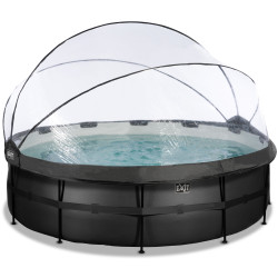EXIT Piscine couverte Black Leather ø488x122cm avec pompe filtrante à sable - noir