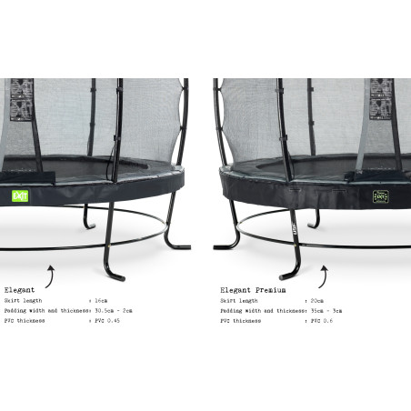 EXIT Trampoline Elegant Premium ø427cm avec filet de sécurité Deluxe - noir