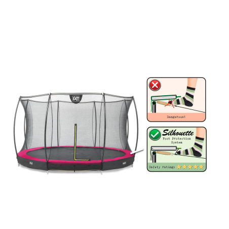 EXIT Trampoline Silhouette inground ø427cm avec filet de sécurité - rose