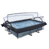EXIT Piscine couverte Stone 300x200x65cm avec voile d'ombrage et pompe filtrante - grise