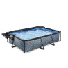 EXIT Piscine couverte Stone 300x200x65cm avec voile d'ombrage et pompe filtrante - grise