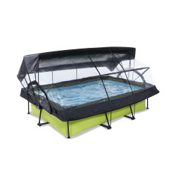 EXIT Piscine couverte Lime 220x150x65cm avec voile d'ombrage et pompe filtrante - vert