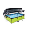 EXIT Piscine couverte Lime 220x150x65cm avec voile d'ombrage et pompe filtrante - vert