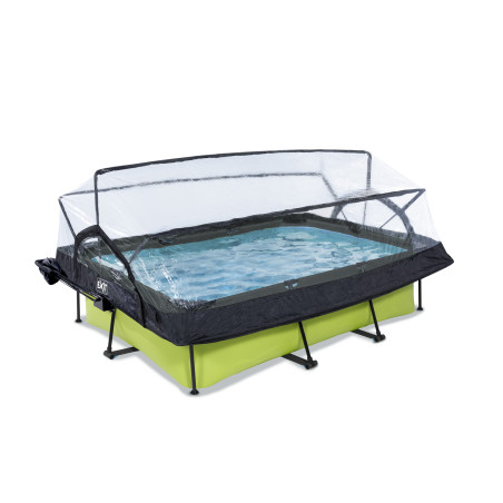 EXIT Piscine couverte Lime 220x150x65cm avec voile d'ombrage et pompe filtrante - vert