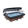 EXIT Piscine couverte Wood 220x150x65cm avec voile d'ombrage et pompe filtrante - marron