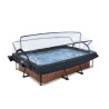 EXIT Piscine couverte Wood 220x150x65cm avec voile d'ombrage et pompe filtrante - marron