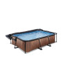 EXIT Piscine couverte Wood 220x150x65cm avec voile d'ombrage et pompe filtrante - marron