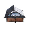 EXIT Piscine couverte Wood 220x150x65cm avec voile d'ombrage et pompe filtrante - marron