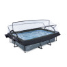 EXIT Piscine couverte Stone 220x150x65cm avec voile d'ombrage et pompe filtrante - grise